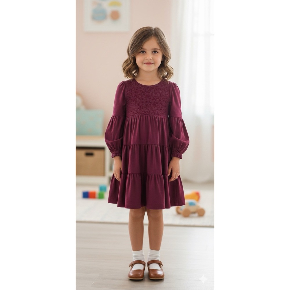 Matilda Jane Girls Amaranthus Tiered Ruffle‎ Dress Size 8 New Burgundy